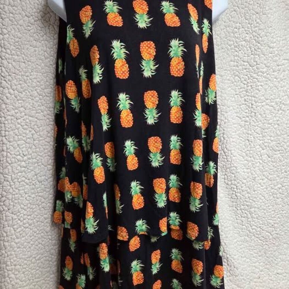 Agnes & Dora womens Large black pineapple print sleeveless tiered dress